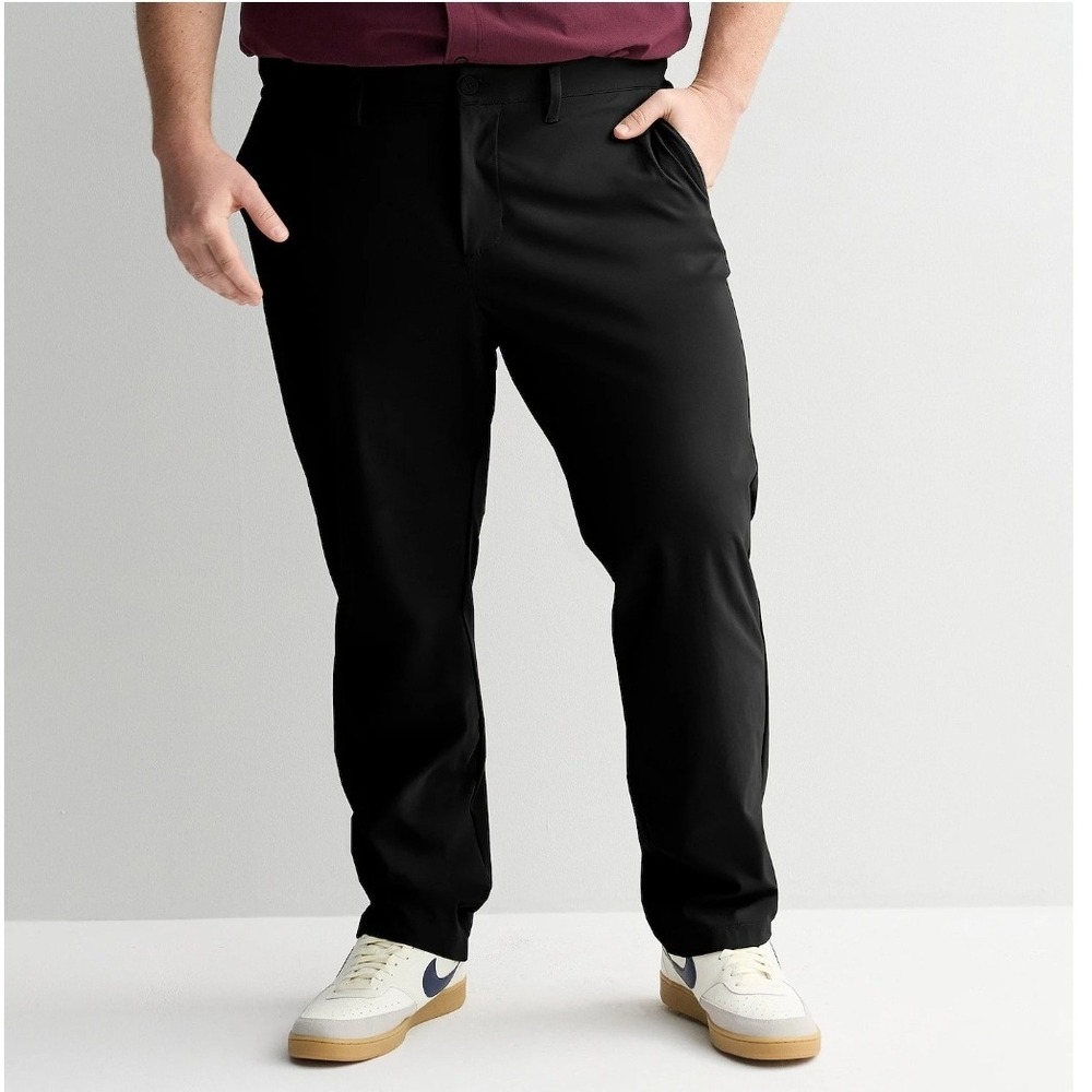 FLX‎ Premium Flat Front Khols Mens Dress Pants 4 Way Stretch Black Golf 42x35